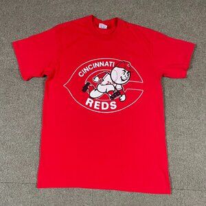 VTG Logo 7 Cincinnati Reds Mr Red Logo T-Shirt Red Adult Large 80s/90s